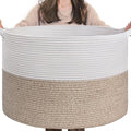 INDRESSME Large Laundry Basket, 21.7'' x 13.8'' Cotton Rope Blanket Basket by INDRESSME
