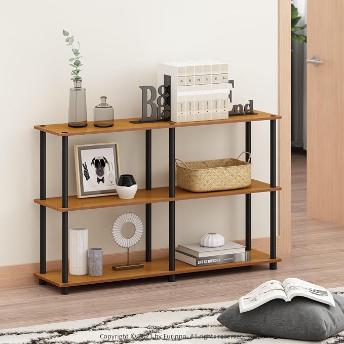 Furinno TURN-N-TUBE Storage Shelves, 3-Tier 47.4 Wide Book Shelf, Corner Shelf - Image 2