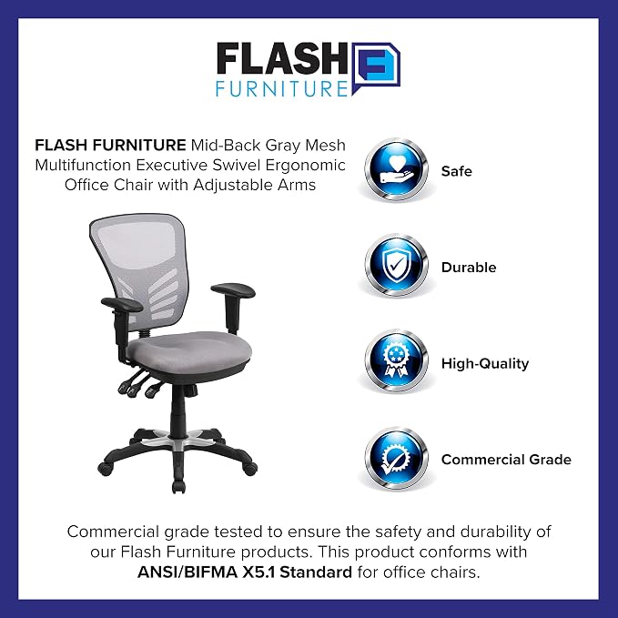 Flash Furniture Nicholas Mid-Back Swivel Office and Gaming Chair, Ergonomic - Image 11