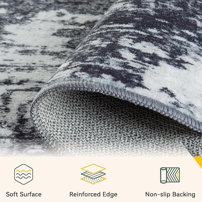 Washable Area Rugs 9'x12' Non-Slip Modern Abstract Soft - Image 3