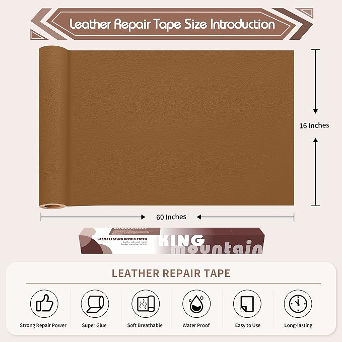 KING MOUNTAIN Leather Repair Patch, 16 x 60 Inches self Adhesive Leather Repair - Image 4