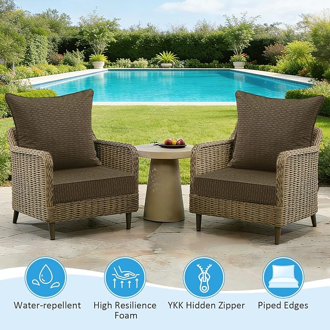 Sunbrella Outdoor Deep Seat & Back Cushion Set, 24 x 24 Inch Water Repellent - Image 4