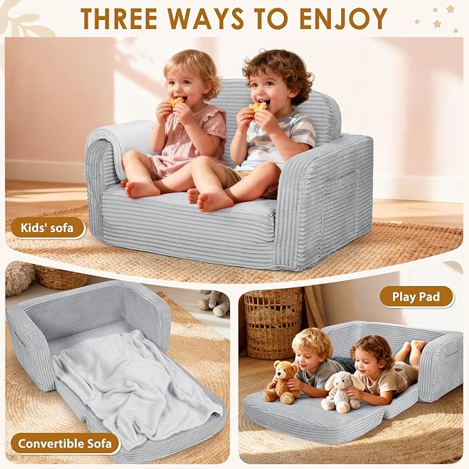 Foryoomi Extra Wide 2 in 1 Convertible Toddler Kids Couch - Image 4