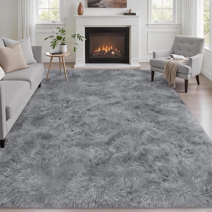 6x9 Area Rugs for Living Room Bedroom: Ultra Soft Fluffy Shag Rug Upgrade by Luxturiy