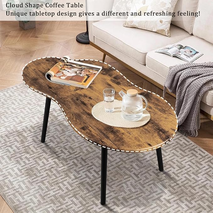 Small Coffee Table Cloud Shape Coffee Table Industrial Wooden Irregular Center - Image 6