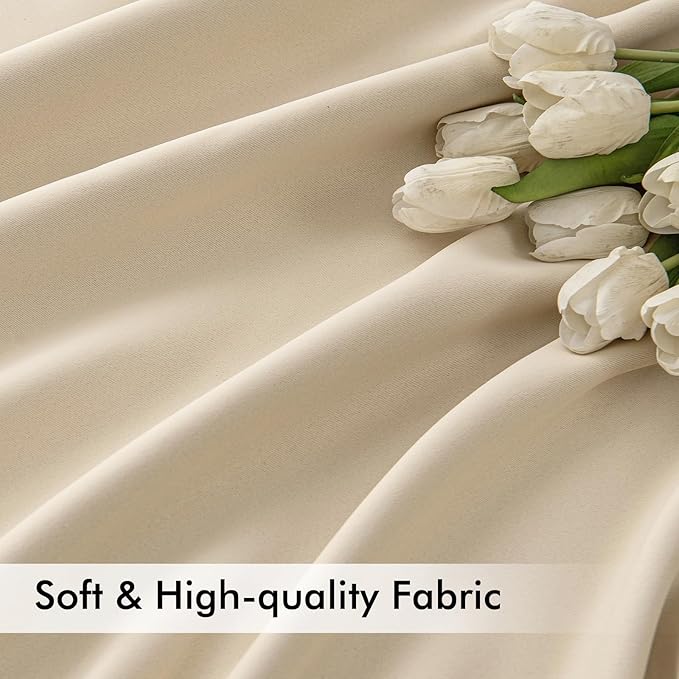 MIULEE Back Tab Cream Beige Curtains 105 Inch Long 2 Panels Set - Image 6