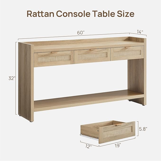 SICOTAS Rattan Console Table Set of 2 - Image 2
