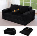 MAXYOYO Loveseat Sofa Bed, Striped Faux Fur Foldable Floor Sofa Couch in A Box by MAXYOYO