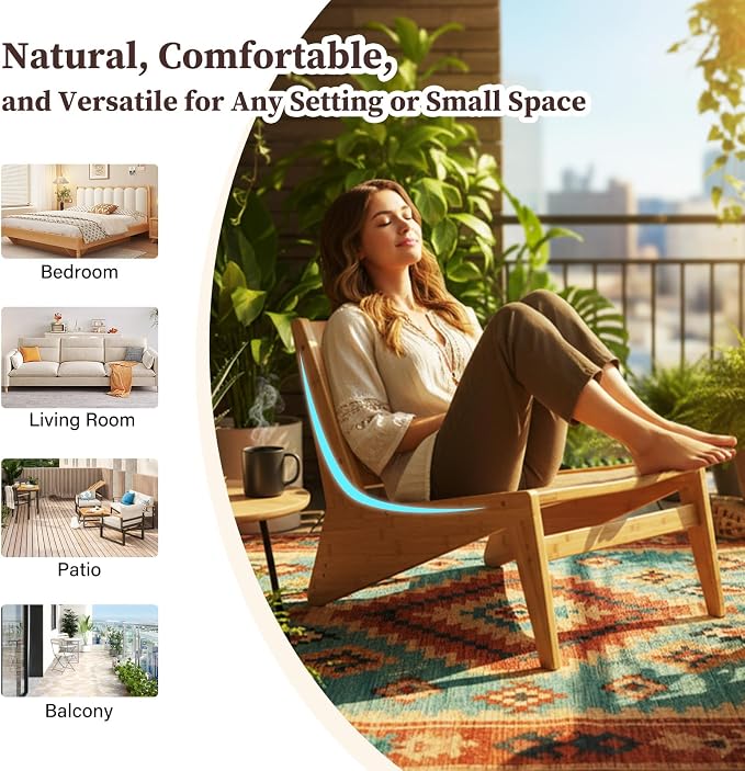 Furlide Rattan Chair 2Pcs, Mid Century Modern Accent Chair, Leisurely Reading - Image 9