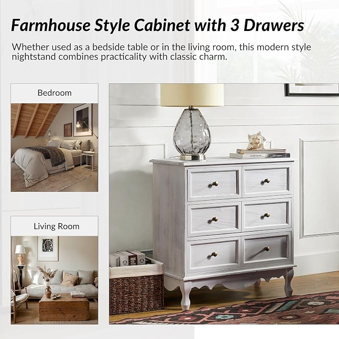 HULALA HOME 3-Drawer Nightstand - Image 5