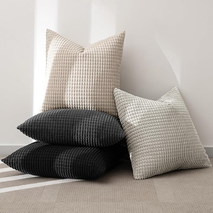 MIULEE Neutral Cream/Grey Decorative Pillow Covers 18x18 Inch Set of 4 Boho - Image 6