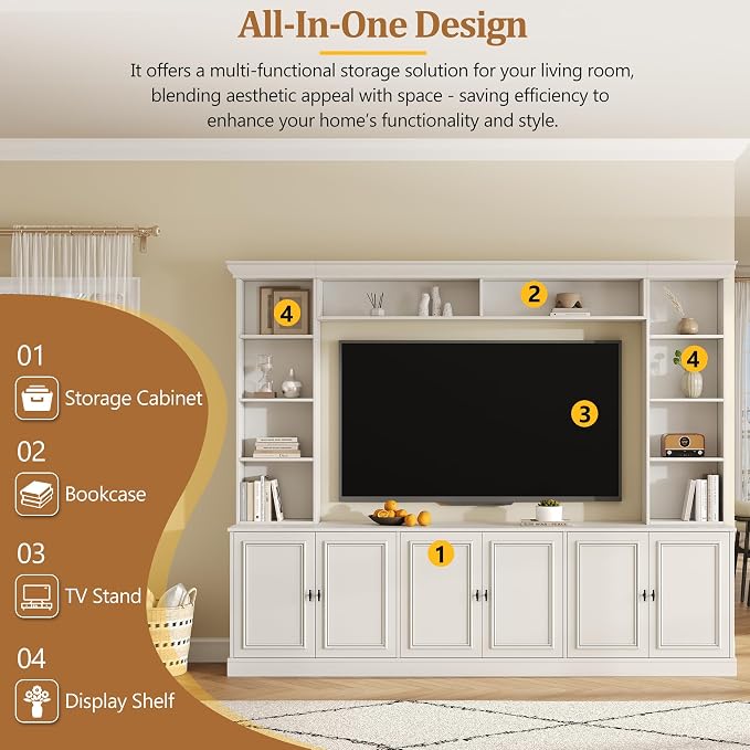 Merax 97.4" W Wall Unit Entertainment Center, TV Stand - Image 3