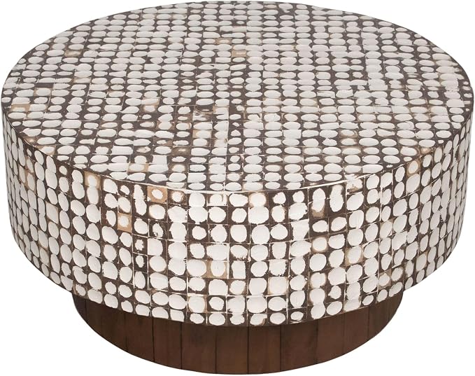 East at Main Round Coffee Table – White Boho Cocktail Table - Image 5
