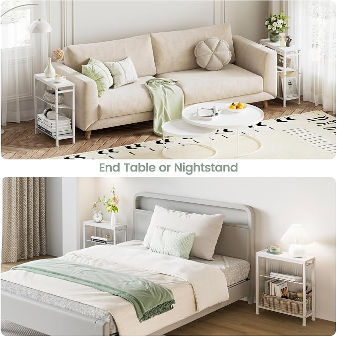 End Table for Small Space, 3-Tier Narrow Side Table - Image 4