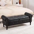 Storage Bench for Bedroom, Faux Leather 51" End of Bed Bench, Queen Size Bench by HOMYKA