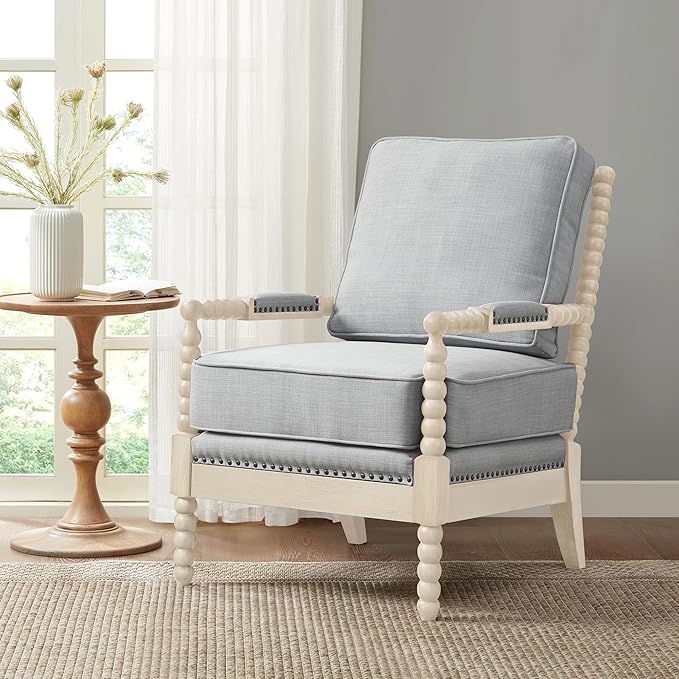 Madison Park Accent Chairs for Living Room Farmhouse Modern Armchair, Solid Wood by MADISONPARK