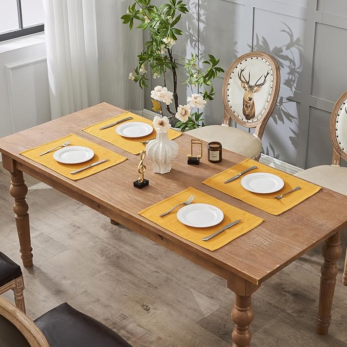 BALCONY & FALCON Placemats Set of 4 Faux Linen Cloth Place Mats Washable - Image 7