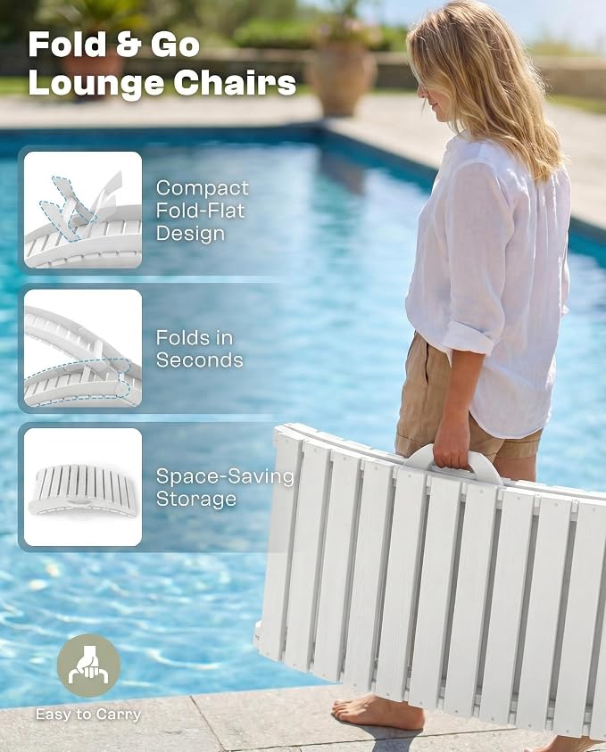 Folding HDPE Outdoor Chaise Lounge - Image 3