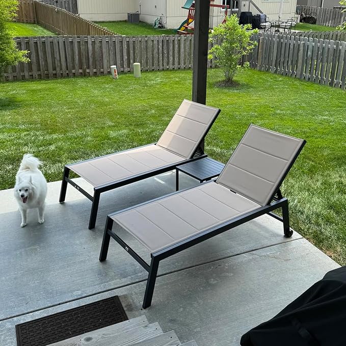 PURPLE LEAF Extra Large Outdoor Chaise Lounge 2 Pieces Aluminum Patio Lounge - Image 3