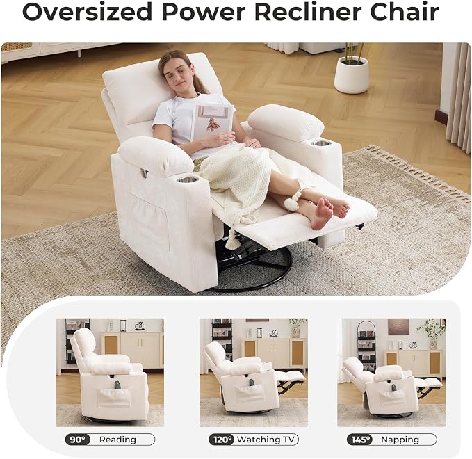 Rocking Chair Nursery with Adjustable Armrests, Electric Glider Recliner - Image 8