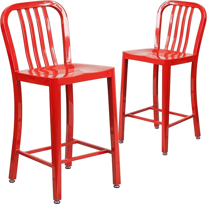 Flash Furniture Commercial Grade 24" High Red Metal Indoor-Outdoor Counter by FlashFurniture
