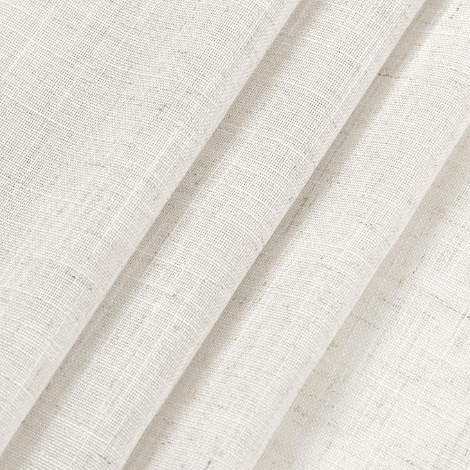 Beige White Linen Curtains for Living Room Extra Long 110 Inches Long Back Tab - Image 9
