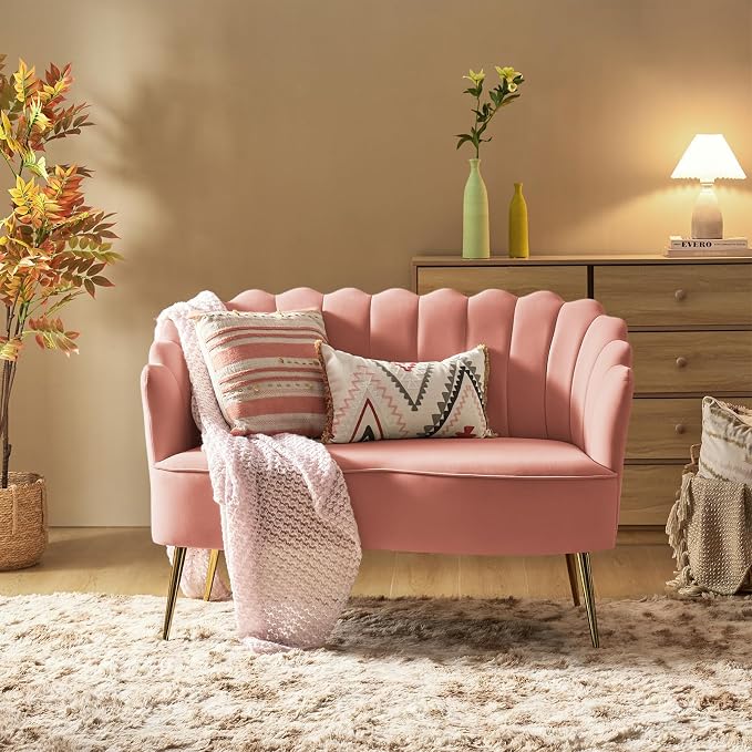 HULALA HOME Velvet Loveseat Sofa - Image 7