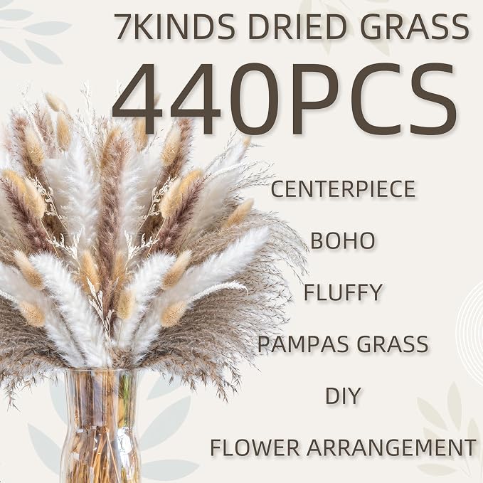 440PCS Natural Pampas Grass Mix Bouquet | Dried Pampas Bouquet - Image 2