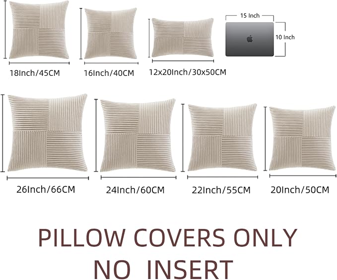 Fancy Homi 2 Packs Neutral Taupe Lumbar Decorative Throw Pillow Covers 12x20 - Image 7
