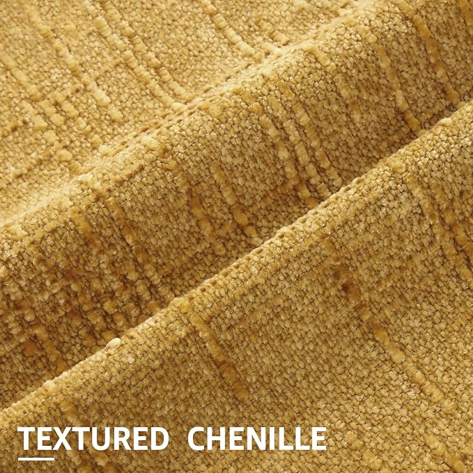 decorUhome Summer Mustard Yellow Chenille Euro Sham Throw Pillow Covers 26x26 - Image 2