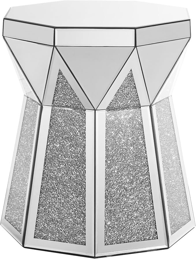 Drum End Table with Mirror Crystal, Modern Design Luxury Furniture, 20 inch - Image 4