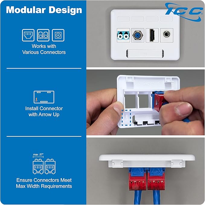 ICC 4-Port Modular Furniture Faceplate - Image 7