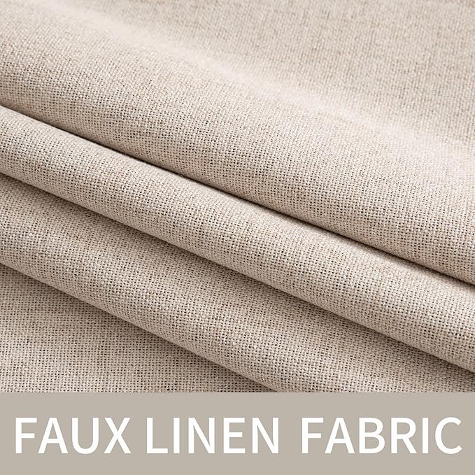 MIULEE Linen Texture Curtains Soild 100% Blackout Thermal Insulated Natural - Image 5