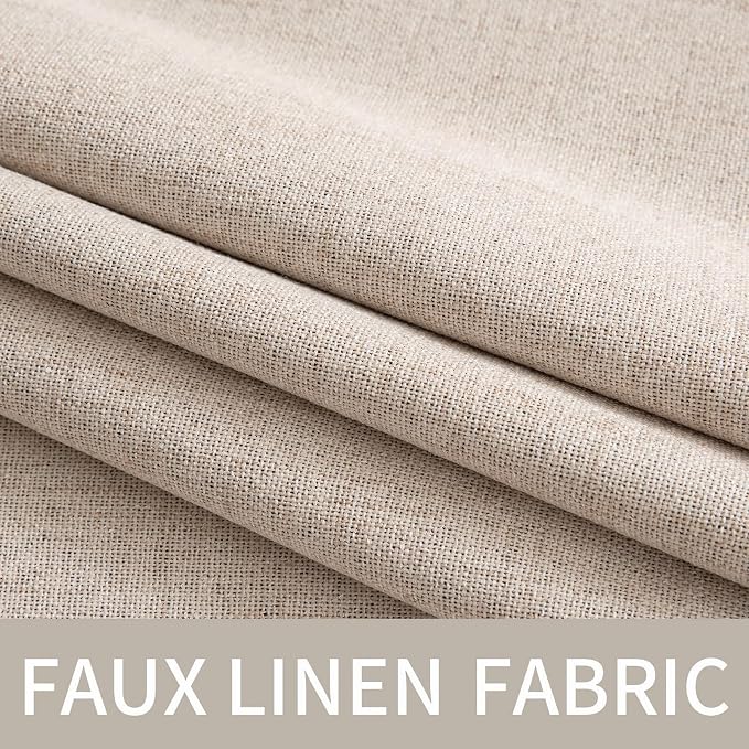 MIULEE Linen Textured Curtains for Bedroom Solid 100% Blackout Thermal - Image 5