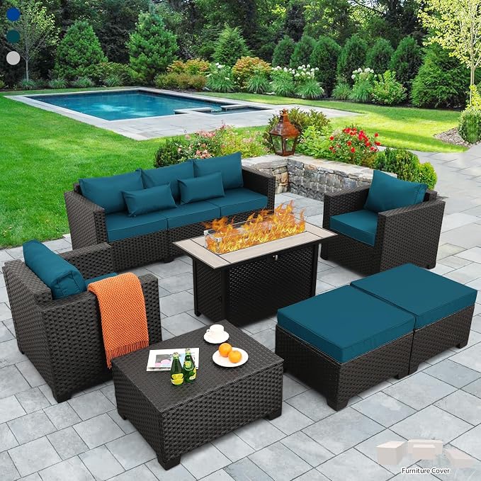 Outdoor Patio Furniture 60000 BTU Outdoor Propane Fire Pit Table Patio by Rattaner