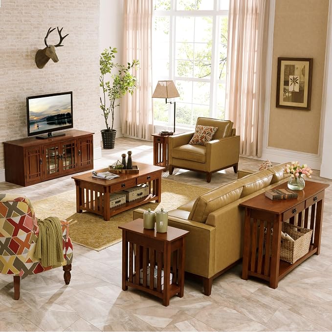 Leick Home Mission End Table, Solid Wood, 1 Storage Drawer, Bottom Display Shelf - Image 6