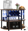 HOMCOM Wine Bar Cabinet with Charging Station and LED Lights, Industrial Liquor by HOMCOM