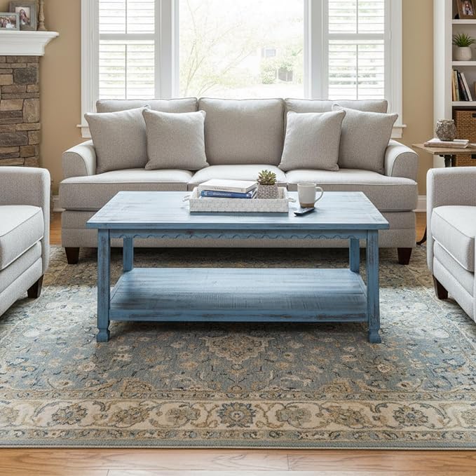 Rustic Rectangular Coffee Table, 42 in. W x 24 in. D x 18 in. H, Living Room - Image 2