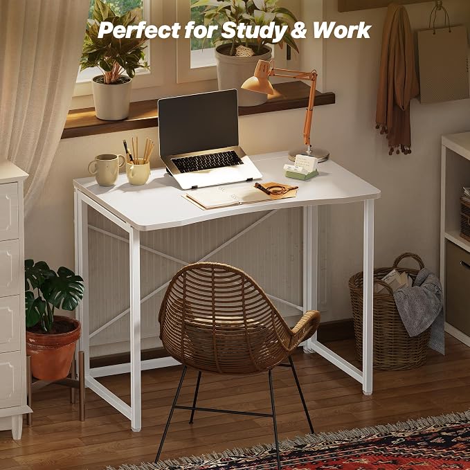 Huuger Folding Desk for Small Spaces, 31.5 Inch Foldable Computer Table - Image 8