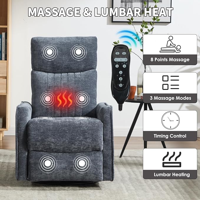 Trustyue Swivel Rocker Recliner Chair, 360° Swivel Recliner - Image 4