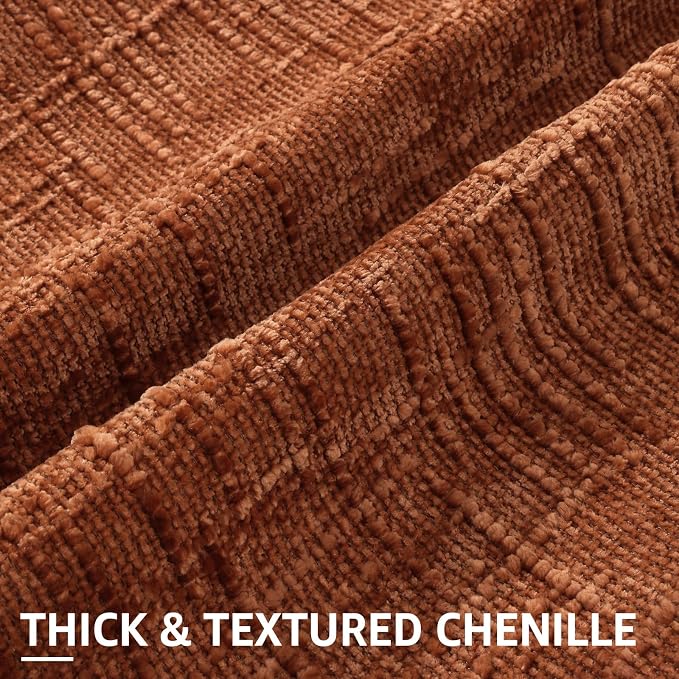 decorUhome Rust Chenille Throw Pillow Covers 20x20 Set of 2 Textured Soft Cozy - Image 2