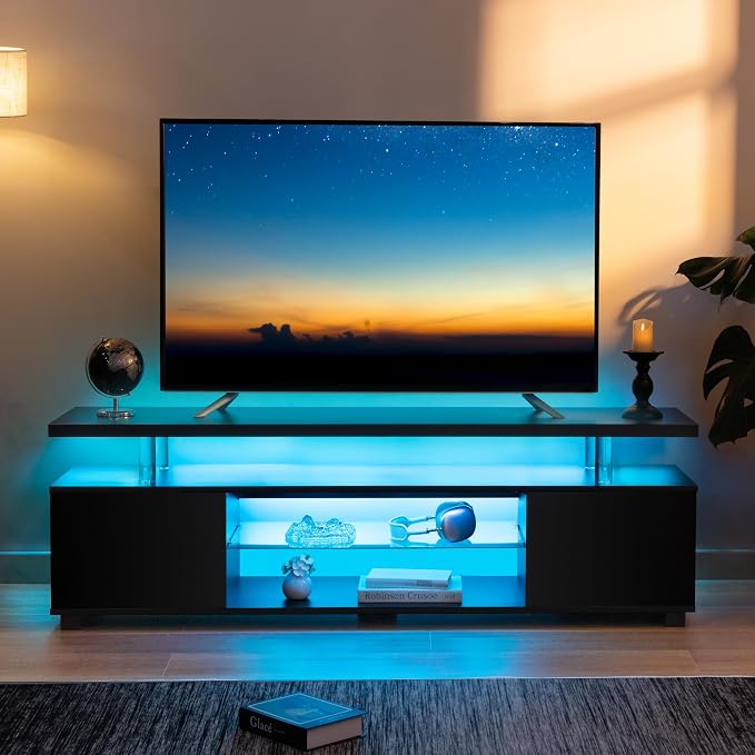 Cubehom Black TV Stand, LED TV Stand - Image 3