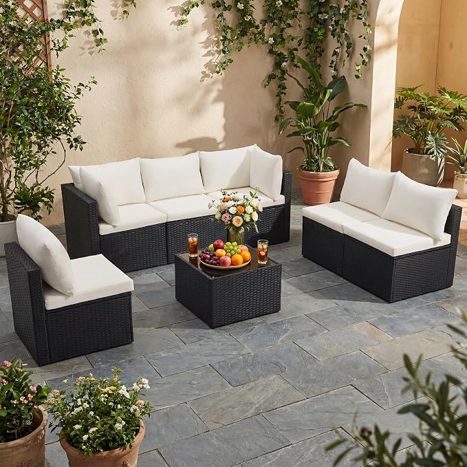 NEWBULIG 7-Piece Outdoor Patio Sectional Sofa, Weather-Resistant Modular Wicker - Image 2