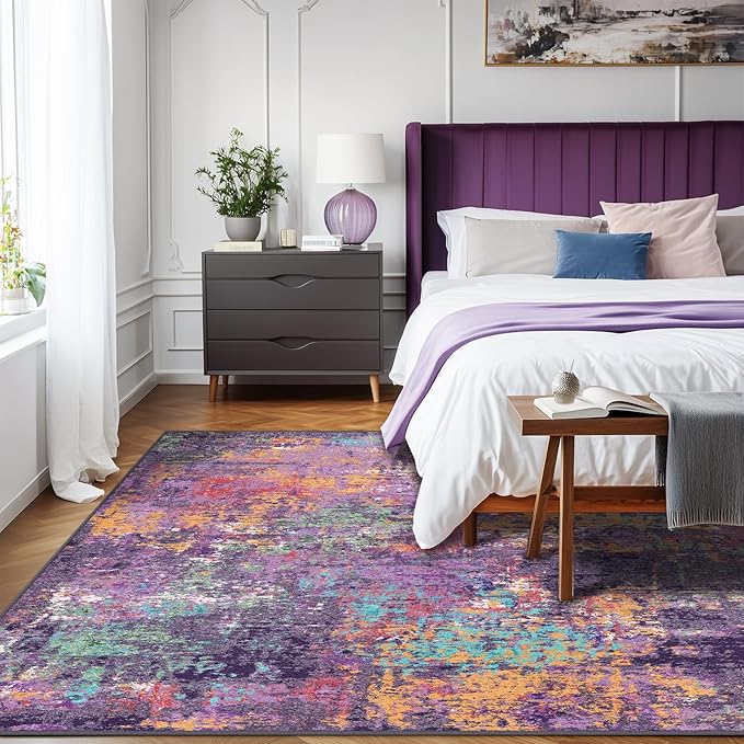 Washable Area Rugs 6'x9' Non-Slip Modern Abstract Soft - Image 3