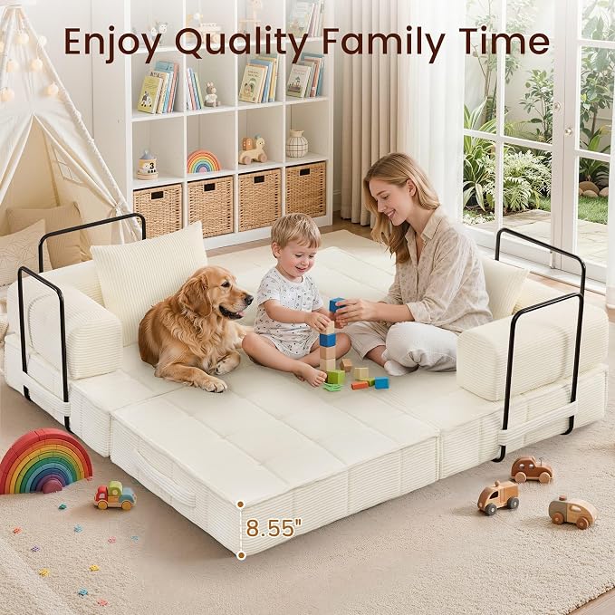 Korser Folding Convertible Sofa Bed, Corduroy Upholstered Boneless Couch - Image 5