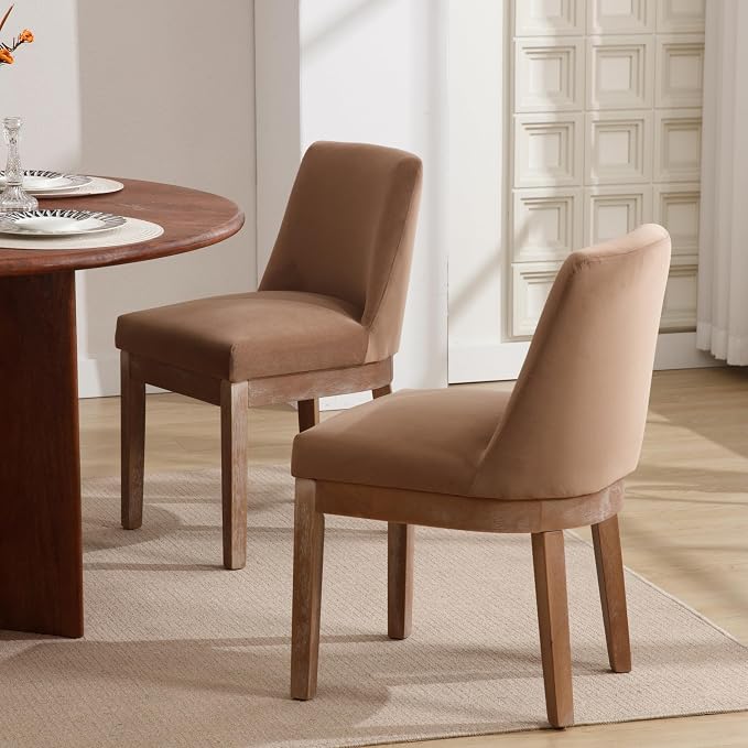 RIVOVA Modern Dining Chairs Set of 4, Comfortable Velvet Fabric Upholstered - Image 3