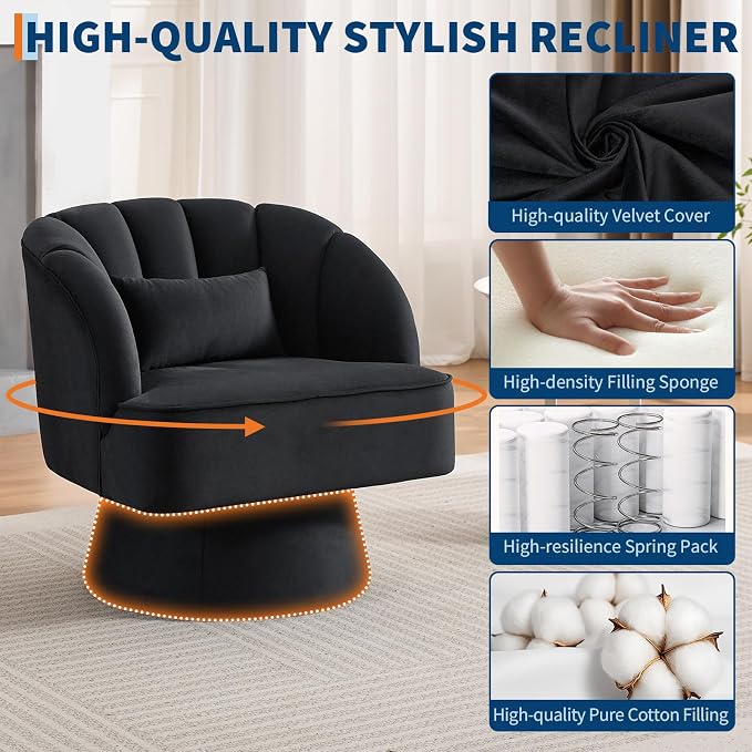 Garvee Ultra-Plush Swivel Accent Chair, 360° Barrel Lounge Chair - Image 3