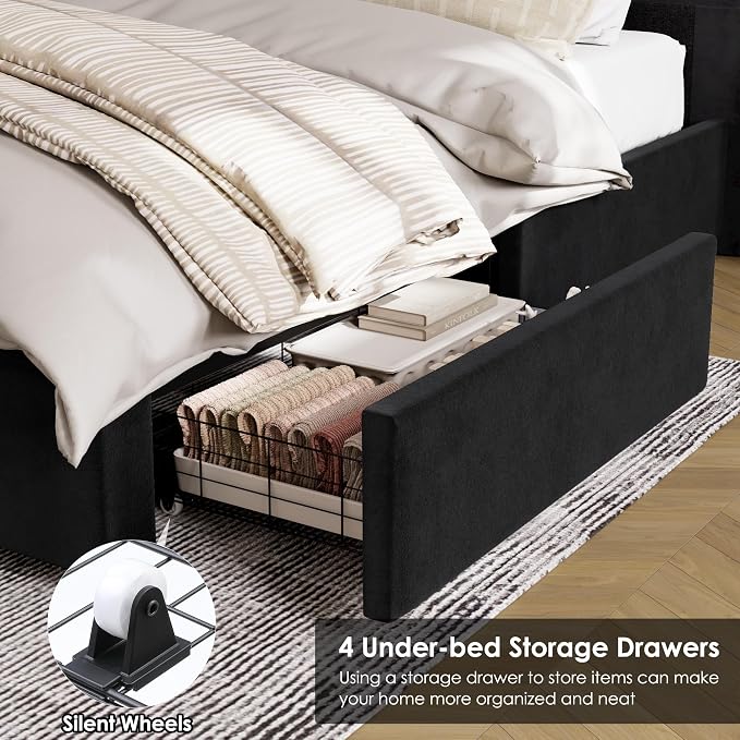Queen Size Bed Frame 54" Tall Headboard - Image 4