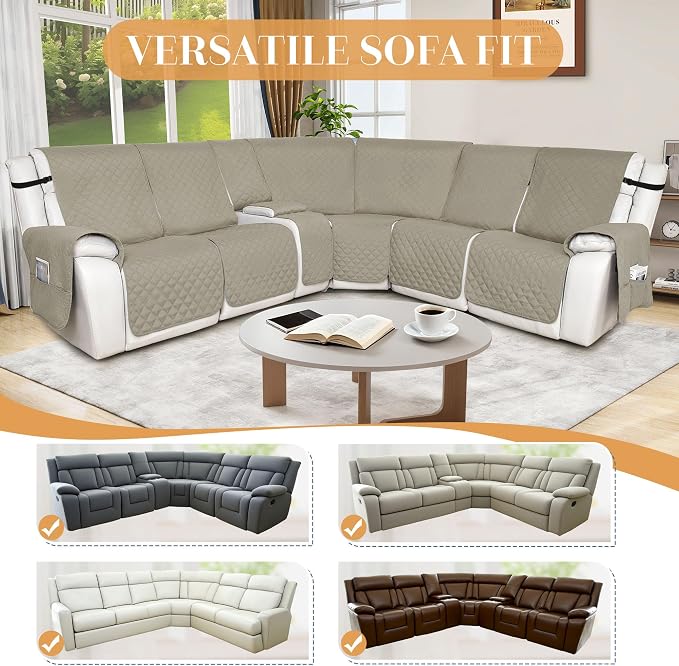 HDCAXKJ Reclining Sectional Couch Covers L Shape Recliner Sofa Middle Console - Image 5