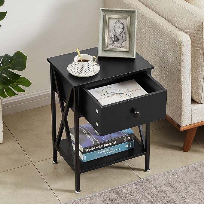 VECELO Nightstands Set of 2, Modern Bedside End Tables, Night Stands - Image 7